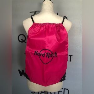 🛍️ 3/25 🛍️ Hot Pink  Hard Rock Cafe Drawstring  Bag / Backpack